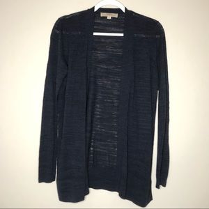 LOFT Navy Textured Open Cardigan